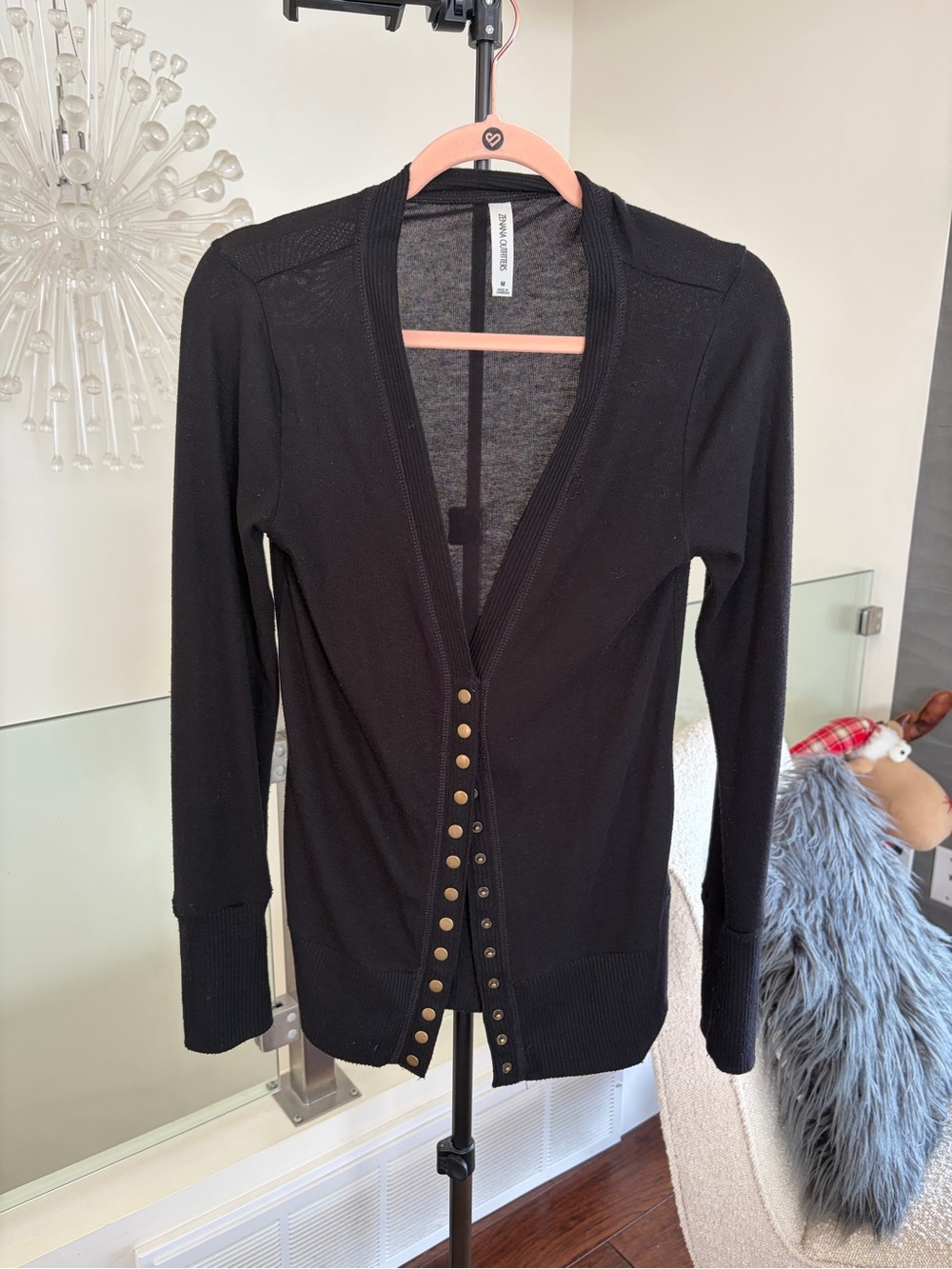 Zenana Outfitters Black Button-Front Women's Snap Cardigan